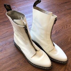 Dr Martens Docs White Zip Boots